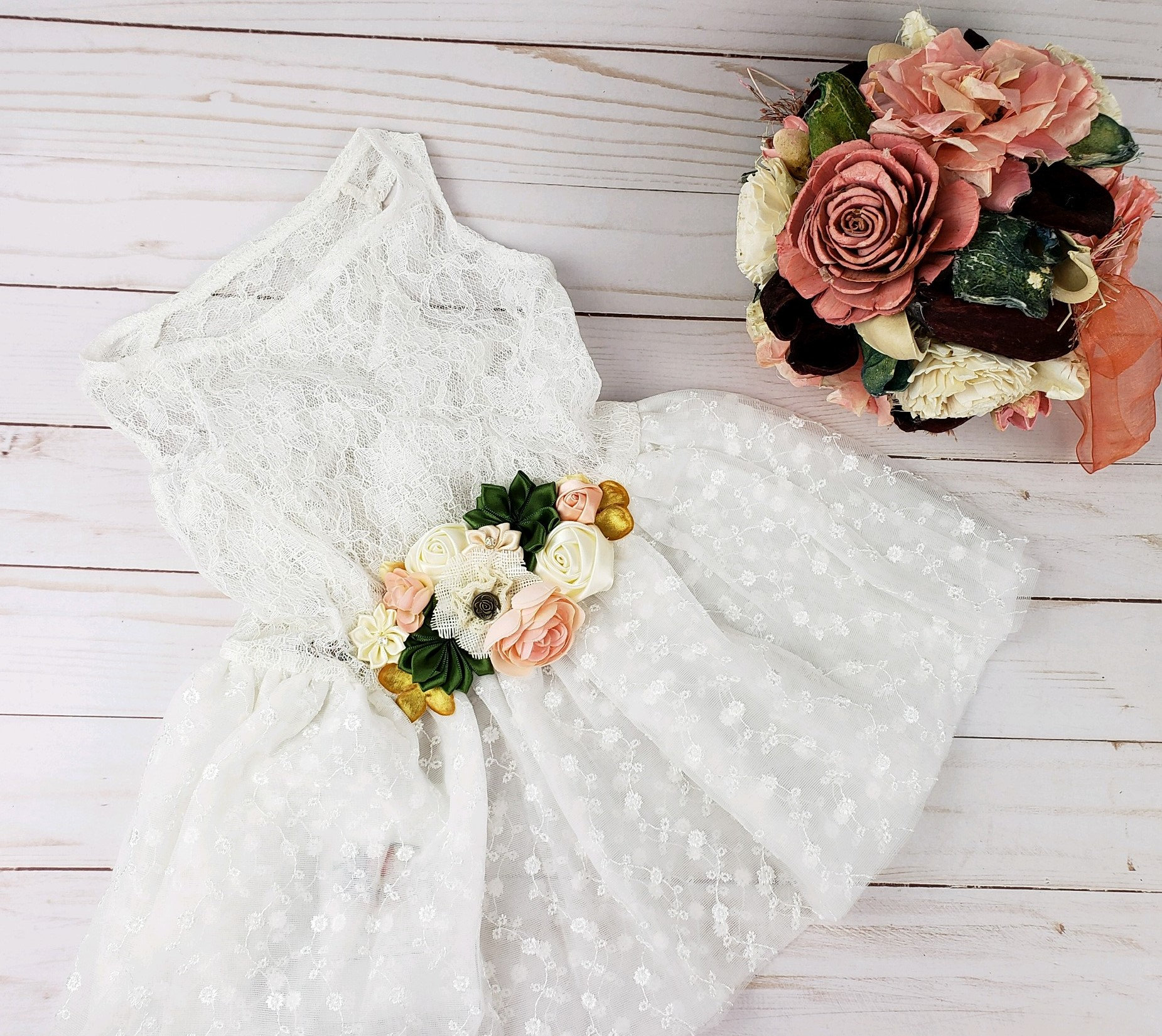 Dog Wedding Dress Flower Dog Dress Sage and Blush Wedding XS 5XL Dog Dress Dog Wedding Attire the Gertrude Etsy