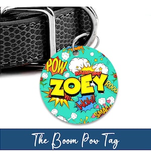 Dog ID Tag | The Boom Pow |  Cat ID Tag | 4 Tag Shapes | Personalized Dog Tag | Dog Tag | Pet ID Tag | Custom Pet Collar