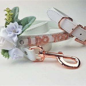 Wedding Dog collar | I DO TOO leash and collar | 26 Color Options | Dog Wedding | Flower Dog Collar | Dog wedding attire