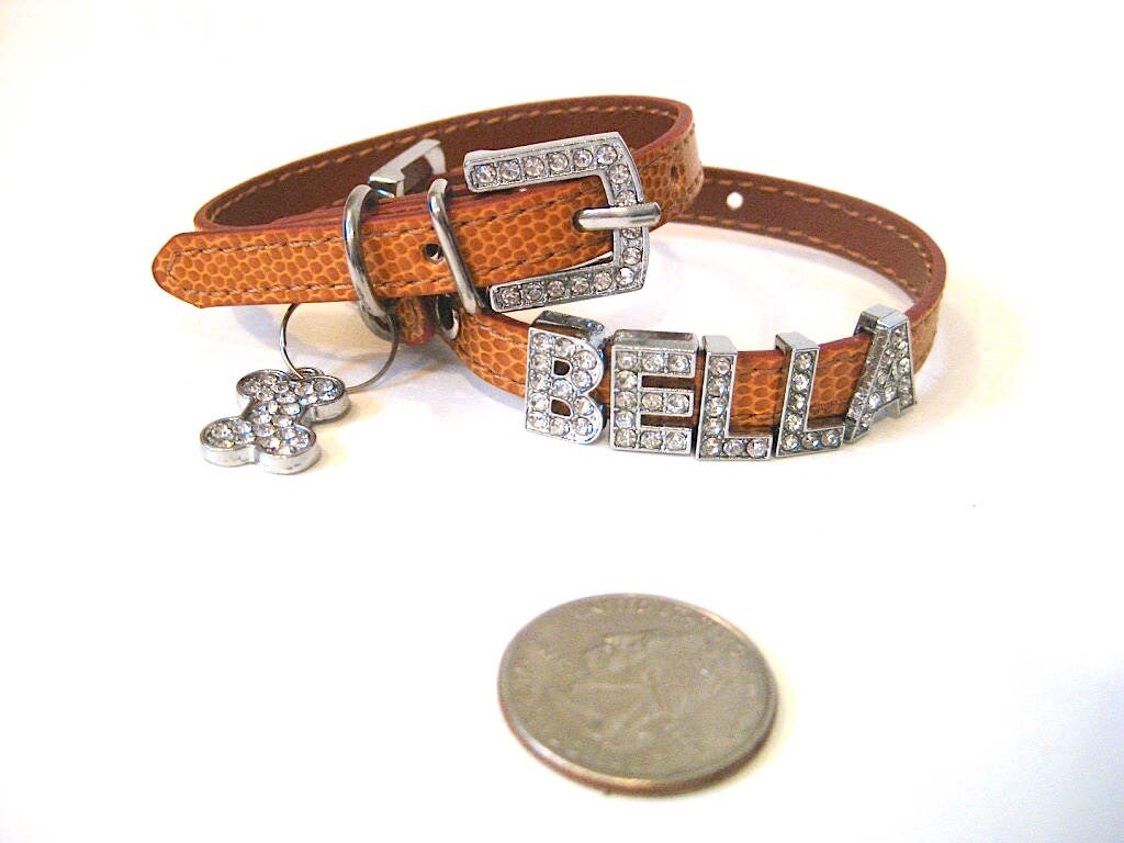 XXS Dog Collar Personalized Dog Collar with flower slider Etsy