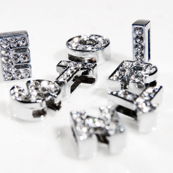 10 mm crystal letters | 10mm letters | rhinestone letters | Bling letters | Silver charm letters