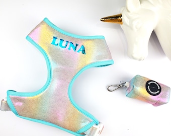 Unicorn dog harness | Personalized harness | Optional matching leash and poo bag | XS-L | Fits pets 6-60 lbs