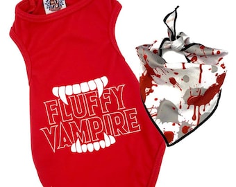 Fluffy Vampire shirt and bandana | Dog Halloween Costume  | XXS-5XL |  Halloween dog costume | Funny Dog Shirt