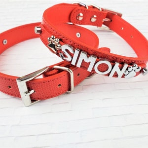 Red Personalized Dog Collar Gifts for pets XXS XS S M L XL Personalized Dog Collar Name Dog Collar Boy Dog Collar image 1