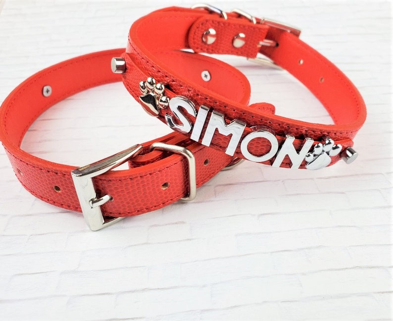 Red Personalized Dog Collar Gifts for pets XXS XS S M L XL Personalized Dog Collar Name Dog Collar Boy Dog Collar image 1