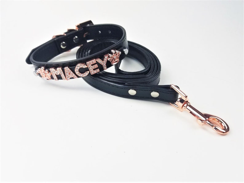 Personalized Dog Collar Dog Name Collar Rose Gold and Etsy