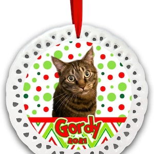 Christmas Cat Ornament | Pet photo ornament | Dog Ornament | Cat Ornament | Personalized ornament | 3.25&quot; Ornament for pets
