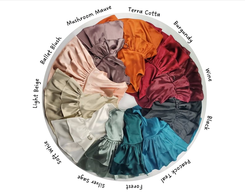 K&ouml;nnte beinhalten: Ein Farbkreis aus Stoffmustern in verschiedenen Schattierungen von Gr&uuml;n, Blau, Rot, Braun, Beige und Wei&szlig;. Die Muster sind in einem Kreis angeordnet, wobei die Farbnamen um den Au&szlig;enrand geschrieben sind.