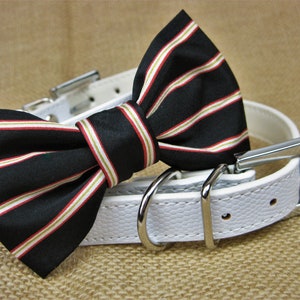Black, red, and gold bow tie collar Dog Bow tie Dog wedding bow tie Dog Tuxedo collar Black and white wedding image 2