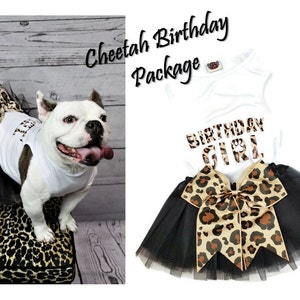 Dog Birthday Party | Birthday girl Dog package | Leopard Birthday outfit | Birthday Dog | Size XS- 5XL