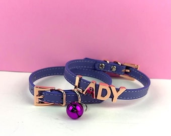 Micro personalized collar | Cat collar or XS dog collar | Dark Amethyst | Personalized free | Collars for cats and small dogs