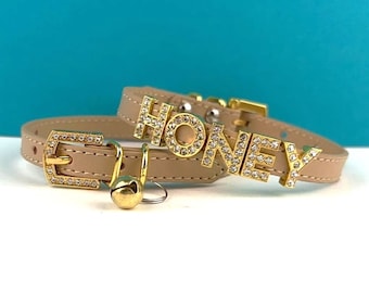 Micro personalized collar | Cat collar or XS dog collar | Light Sand | Personalized free | Collars for cats and small dogs