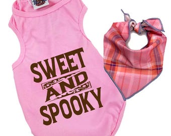 Sweet and Spooky Dog shirt and bandana | Dog Halloween Costume  | XXS-5XL |  Halloween dog costume | Funny Dog Shirt