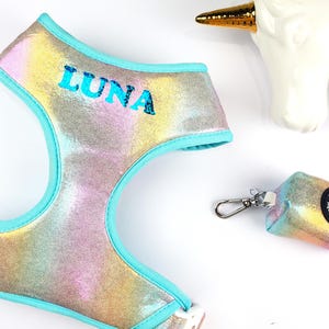 Unicorn dog harness | Personalized harness | Optional matching leash and poo bag | XS-L | Fits pets 6-60 lbs
