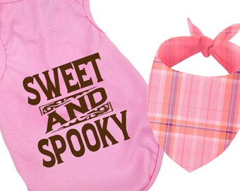 Sweet and Spooky Dog shirt and bandana | Dog Halloween Costume  | XXS-5XL |  Halloween dog costume | Funny Dog Shirt