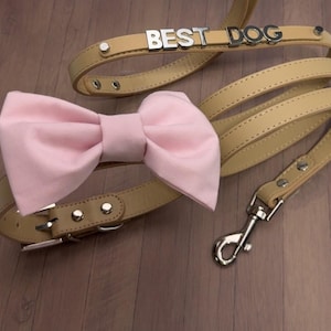 Blush Pink dog bow tie collar | ring clip | Dog Bow tie | Dog wedding bow tie | Dog Ring bearer | bowtie | 10 Color options | XXS- XXL