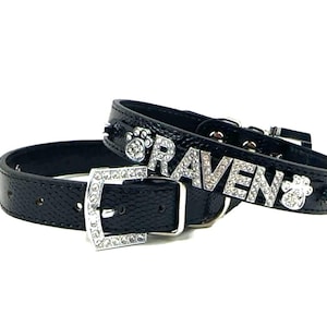 Rhinestone Dog Collar | Gifts for dogs | Black & Silver Dog Collar | Personalized Bling Dog Collar | XXS-XXL