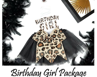 Dog Birthday Party | Birthday girl Dog package | Cheetah Birthday outfit | Birthday Dog | Size XS- 5XLv| Leopard birthday for dog