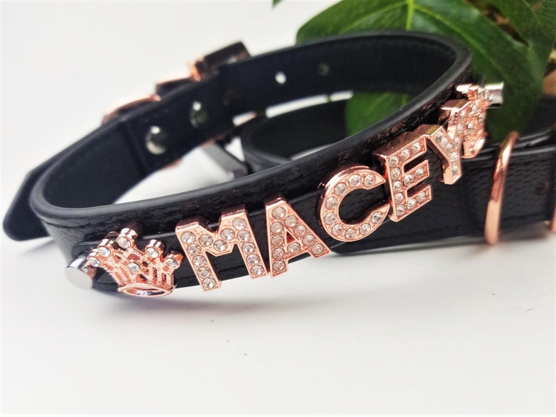 Personalized Dog Collar Dog Name Collar Rose Gold and Etsy