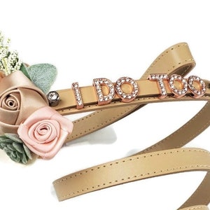 Wedding Dog collar | I DO TOO collar and leash | 25 Color Options | Dog Wedding | Flower Dog Collar | Dog wedding attire
