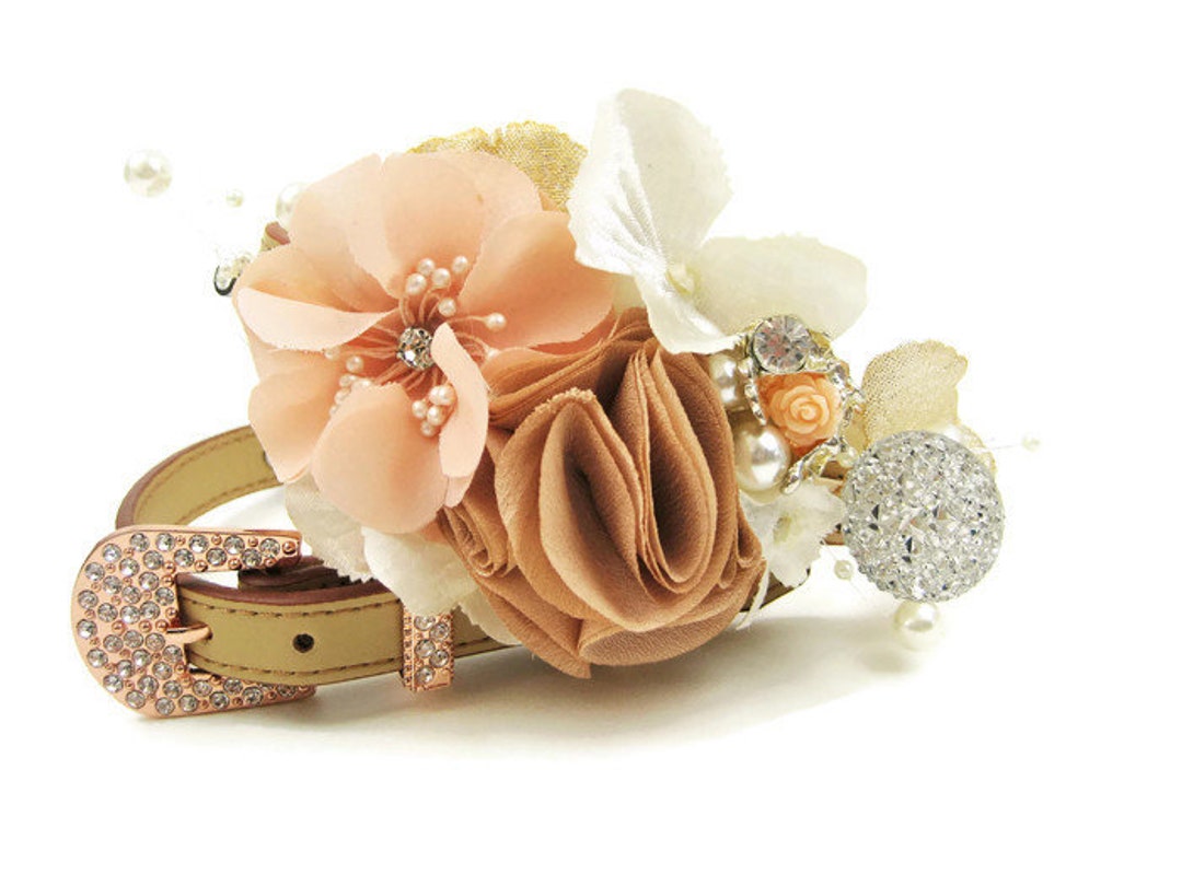 Flower Dog Collar Wedding Dog Collar the Gatsby Wedding Collar Blush