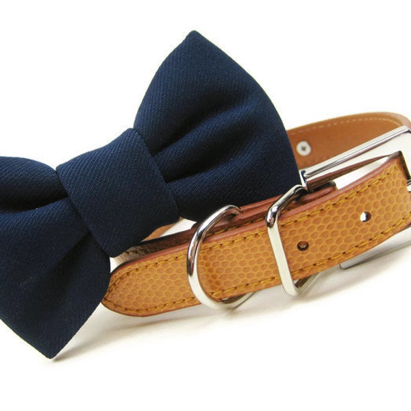 Navy dog bow tie w optional ring clip | Dog Bow tie | Dog wedding bow tie | Dog Ring bearer | Navy dog bowtie | 4 Color options | XXS- XXL