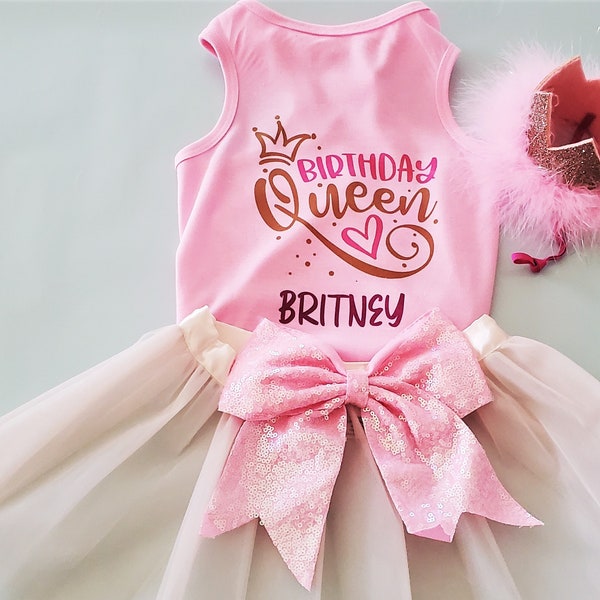 Personalized Dog Birthday outfit | Birthday girl Dog package | Fits 3lbs to 100 lbs | Girl Dog Birthday |  Birthday Queen