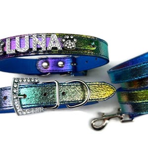 Celestial Dog Collar | Personalized Dog Collar | Dog name collar | Celestial cat collar | Cosmic Dog Collar | Star Galaxy Dog Tag image 2