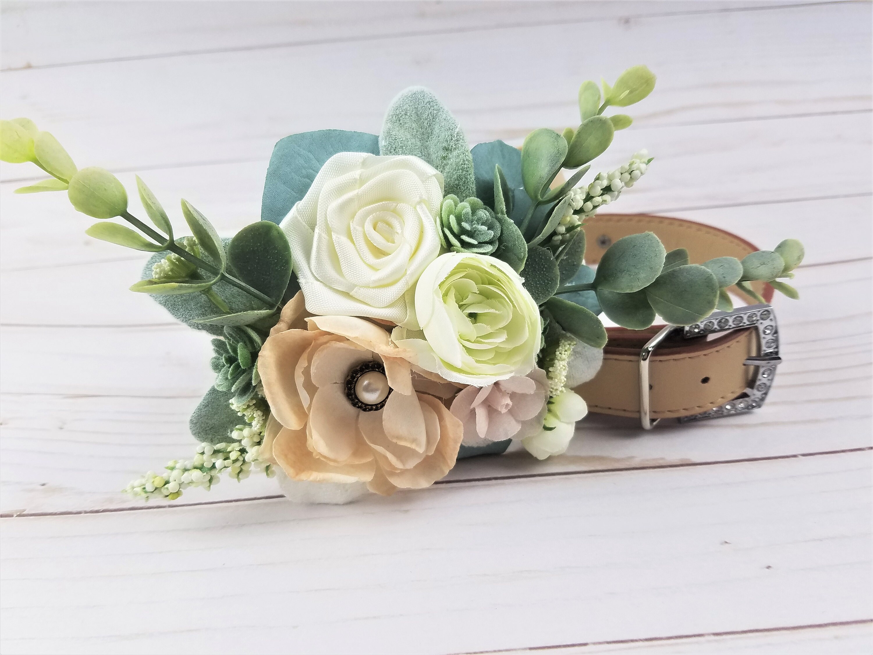 Succulent Collier de Mariage | Fleurs Succulentes S M L Xl Xxl Collier Flower Dog Pour Chien Collier