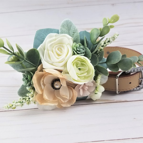 Succulent Wedding Collar | Wedding bridesmaid dog  | XS- XXL | Flower Dog collar | Wedding Dog Collar | Flower Dog Collar