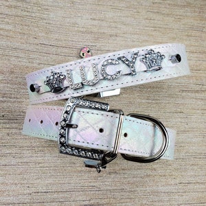 Quilted Shimmer White Dog Collar | Gifts for pets | Personalized Dog Collar | Name Dog Collar | Puppy Collar | Off white dog collar