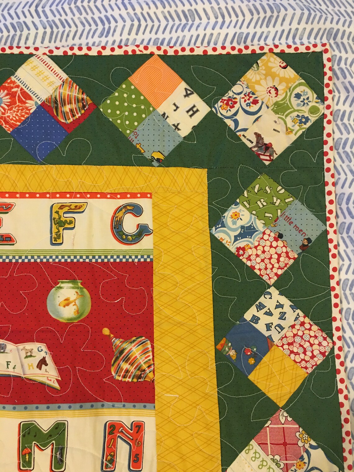 Alphabet & Numbers play matt and blanket for baby cot Etsy