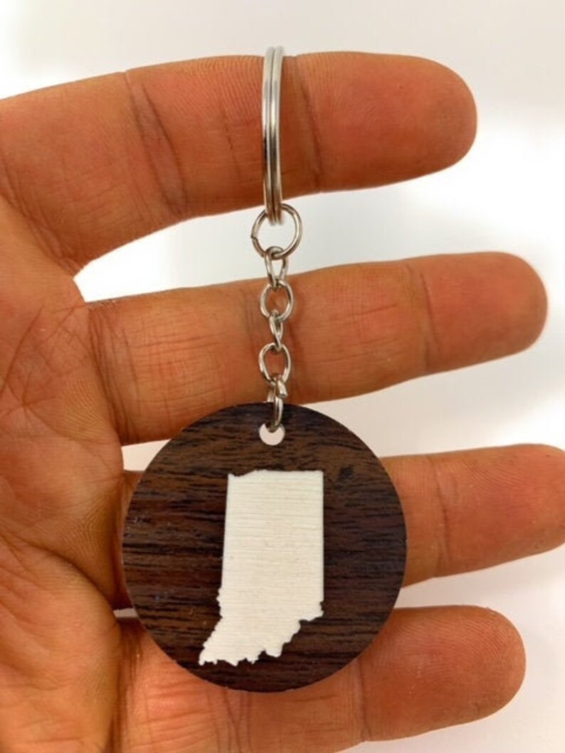 Indiana State Keychain Laser Engraved State Keychain Acrylic Etsy