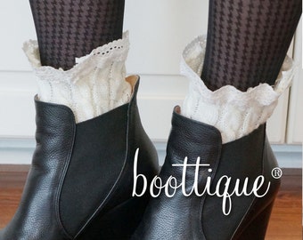 New Trend! Ankle Boot Cuffs:  Cable Knit & Lace Accessories for Ankle Boots, Midi Boots, Boot Socks, Boot Cuffs