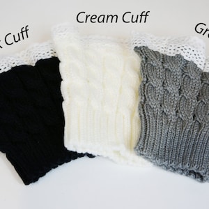 New Trend! Boot Cuffs in Cream: Cable Knit and Lace Toppers for Boots, Boot Socks, Boot Cuff, Leg Warmers image 5