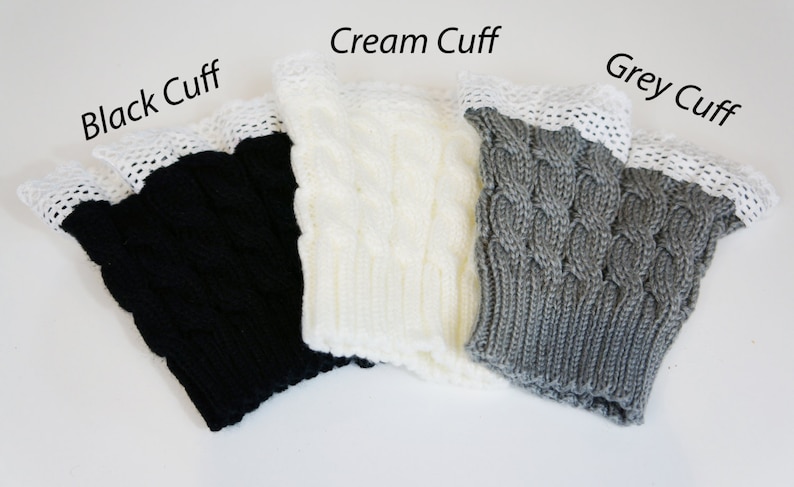 New Trend! Boot Cuffs in Cream: Cable Knit and Lace Toppers for Boots, Boot Socks, Boot Cuff, Leg Warmers image 5