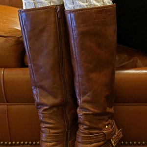 New Trend! Boot Cuffs in Cream: Cable Knit and Lace Toppers for Boots, Boot Socks, Boot Cuff, Leg Warmers image 4