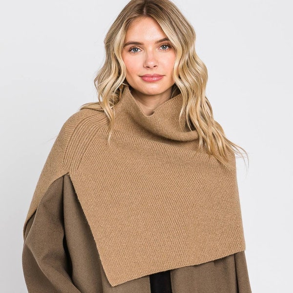 Shawl Slit Turtleneck Knit Shawl Scarf Spring Scarf Warm Scarfs Wrap Poncho