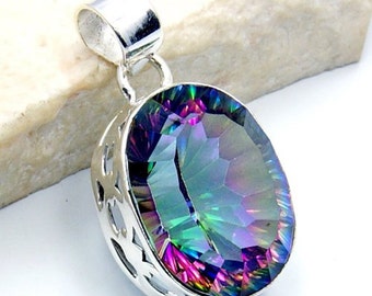 CS-DB Silver Fire Mystic Crystal Engagement PartyPendants Necklaces For Womens CS-DB Silver Fire Mystic Crystal Engagement PartyPendants Necklaces For Womens