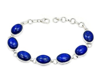 Lapis Lazuli Bracelet 925 Sterling Silver Bracelet