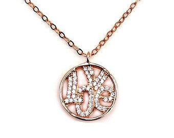 Pave Love Necklace Z812 The Silver Plaza Gold Love Script Neckalce