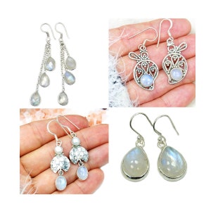 Moonstone Earrings Teardrop Earrings & 925 Sterling Silver