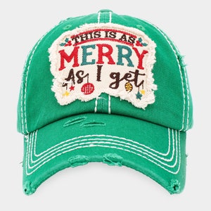 This Is As Merry As I Get Baseball Cap, Distressed Christmas Baseball Cap Hat - Several Colors