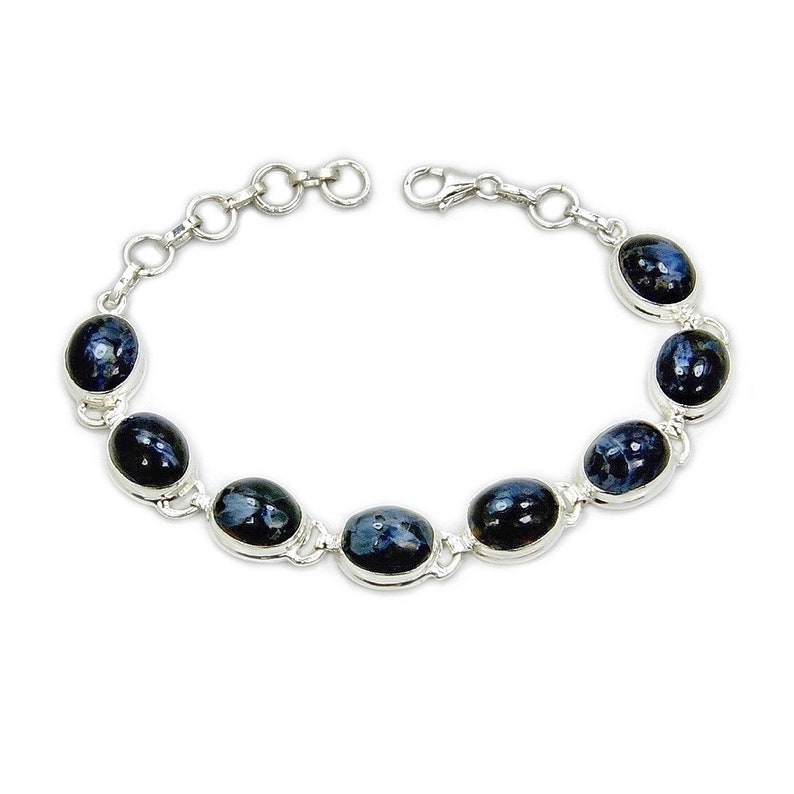 AE929 The Silver Plaza Gift Midnight Sky Pietersite Bracelet Adjustable Bracelet Sterling Silver Pietersite Blue Bracelet