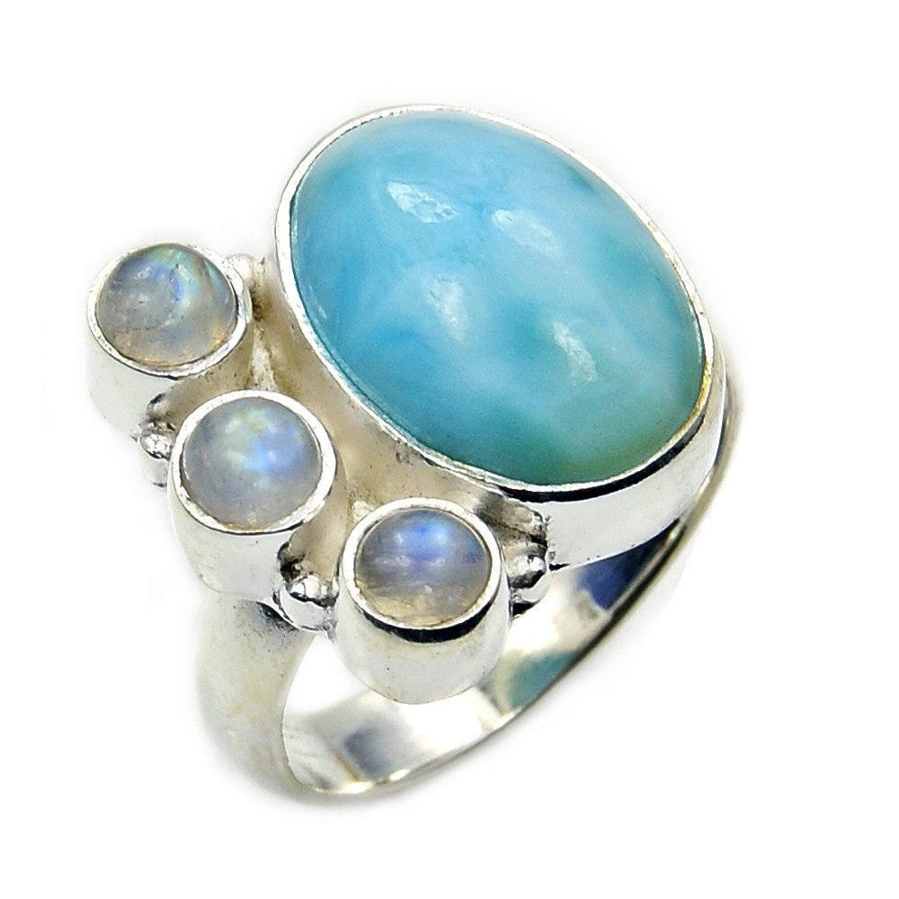Stone of Atlantis' Larimar Ring Large Ring Gemstone Ring Etsy