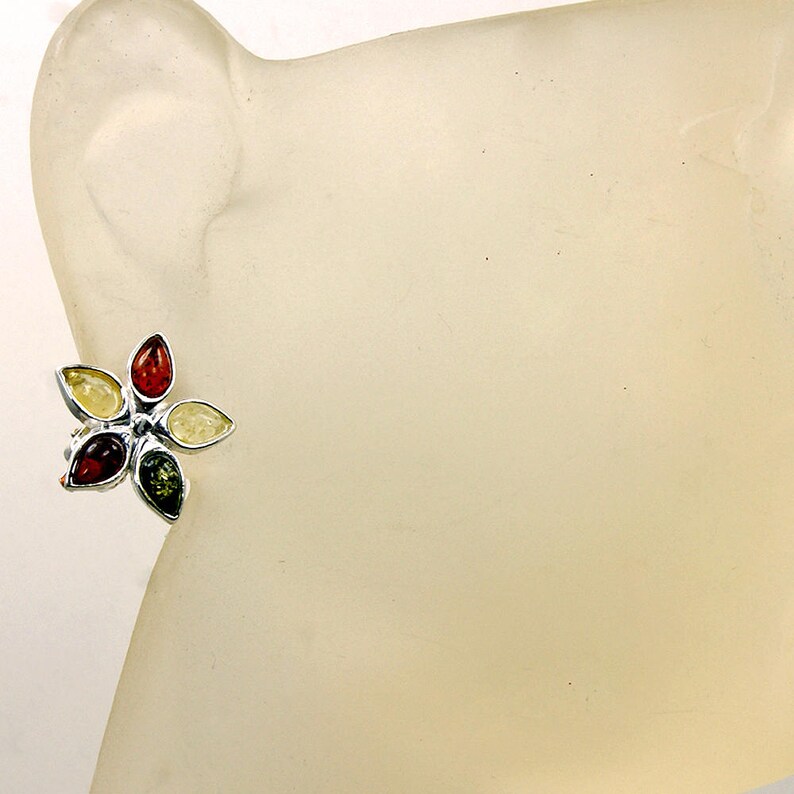 Flower Earrings Sterling Silver Clip On Earrings AF875 Earrings The Silver Plaza Baltic Amber Earrings