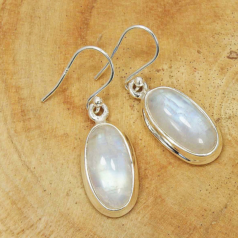 Morning Dew/' Moonstone Earrings /& Sterling Silver AG889 The Silver Plaza
