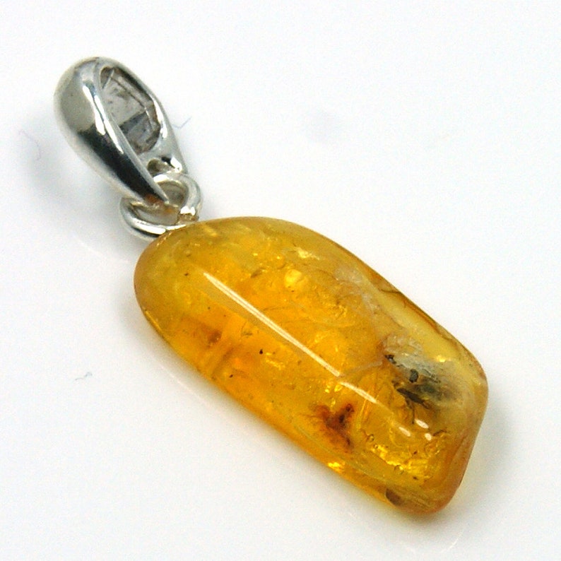 Natural Baltic Amber with Fossil Fly Inclusion Sterling Silver Pendant AG197
