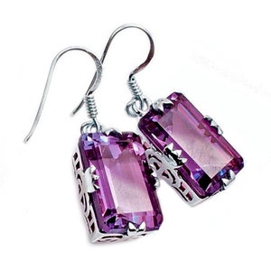 Incredible Color Change (Green to Purple) Alexandrite & 925 Sterling Silver Dangle Earrings