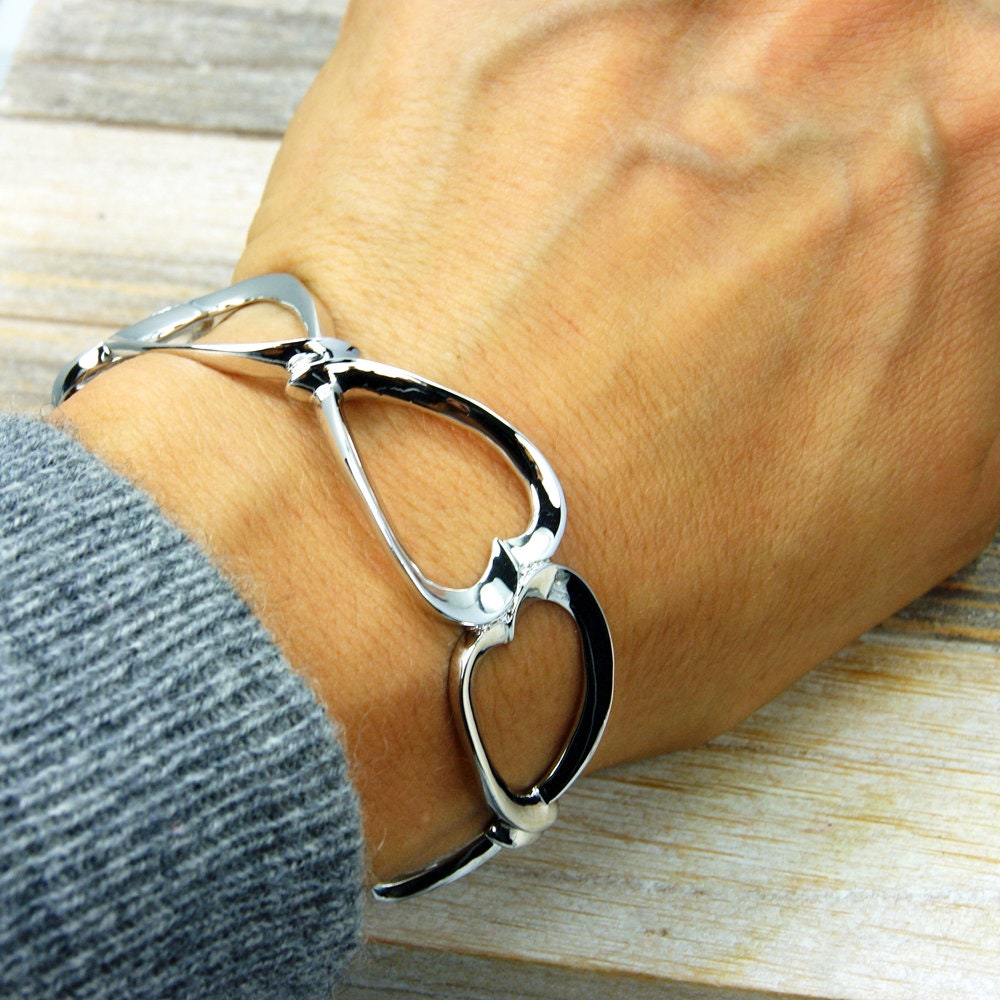 Heart Cuff Heart Bangle Large Cuff Sterling Silver Cuff Etsy